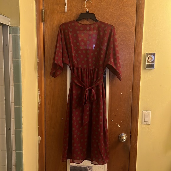 👗 Jonathan Martin dark red polka dotted dress with liner size 8 EUC - Picture 3 of 7